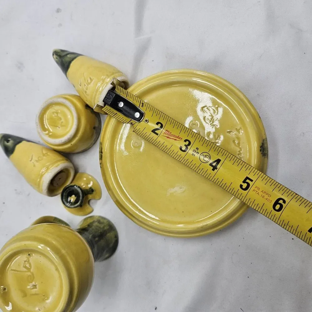 INEKE‎ Victoria BC Drip Pottery Glaze BC Canada  Green Yellow Kitchenware